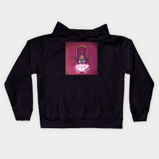 Hand of Fatima - Hamsa hand with om all seeing eye Kids Hoodie